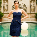 Navy Corset Peplum Mini — navy corset peplum mini dress by INHAUTECOUTURE, view 2