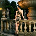Electric Flora Mini — brocade one-shoulder mini dress by INHAUTECOUTURE, view 4