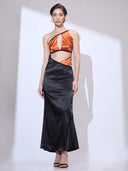 Liquid Onyx Cowl Neck Gown — black silk-satin cowl-neck maxi gown by INHAUTECOUTURE, view 8