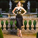 The Midnight Empress — black velvet embroidered strapless gown by INHAUTECOUTURE, view 2