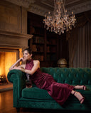 Bordeaux Cowl Neck Gown — INHAUTECOUTURE