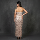 Bronze Pearl Mermaid Gown — bronze pearl-embellished mermaid maxi gown by INHAUTECOUTURE, view 2