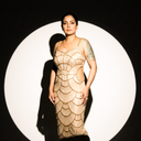 Bronze Pearl Mermaid Gown — bronze pearl-embellished mermaid maxi gown by INHAUTECOUTURE, view 3