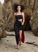 Scarlet Contrast Gown — black satin gown with scarlet contrast by INHAUTECOUTURE, view 7