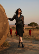 Organza Rogue Jacket — organza and leather biker jacket by INHAUTECOUTURE, view 8