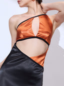 Liquid Onyx Cowl Neck Gown — black silk-satin cowl-neck maxi gown by INHAUTECOUTURE, view 5