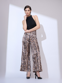 Viper Halter Jumpsuit — black and gold metallic snakeskin wide-leg halter jumpsuit by INHAUTECOUTURE, view 6