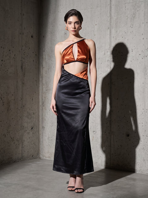 Liquid Onyx Cowl Neck Gown