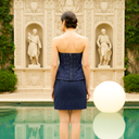 Navy Corset Peplum Mini — navy corset peplum mini dress by INHAUTECOUTURE, view 4