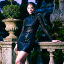 Patent Matrix Mini — black patent vinyl bodycon mini dress by INHAUTECOUTURE, view 7