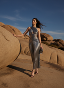 Chrome Comet Gown — silver halter-neck metallic gown by INHAUTECOUTURE, view 5