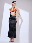 Liquid Onyx Cowl Neck Gown — black silk-satin cowl-neck maxi gown by INHAUTECOUTURE, view 12