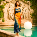 Sunset Nomad Maxi — spaghetti-strap printed maxi dress by INHAUTECOUTURE, view 2