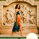 Sunset Nomad Maxi — spaghetti-strap printed maxi dress by INHAUTECOUTURE, view 3